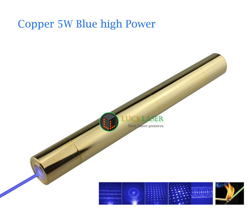 Tyrant Gold! Blue 3W 5W Laser Flashlight Copper Gold-plated Cigarette Ignition - Click Image to Close